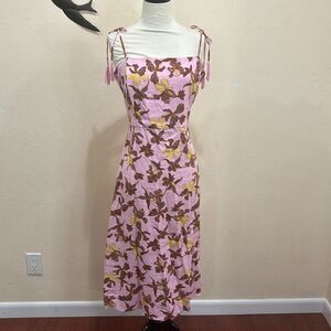 House of Harlow 1960 Pink Orchid Linen Blend Open Back Midi Dress  - L